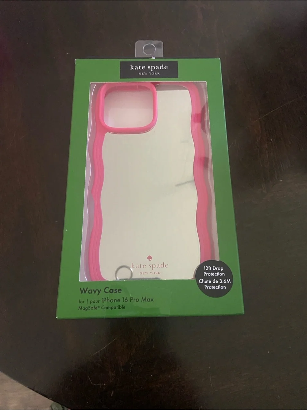 kate spade Clear Phone Case with Pink Wavy Trim for iPhone 16 Pro Max